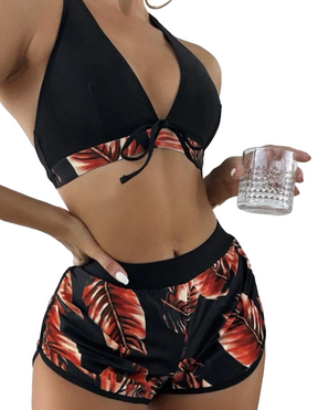 Conjunto Biquíni e Short Flor - Moda Praia